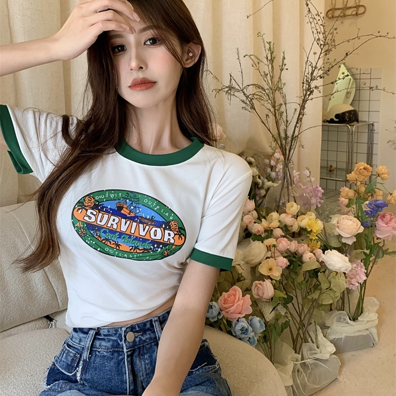 Áo Croptop Tay Ngắn Dáng Ôm Thời Trang Cho Nữ