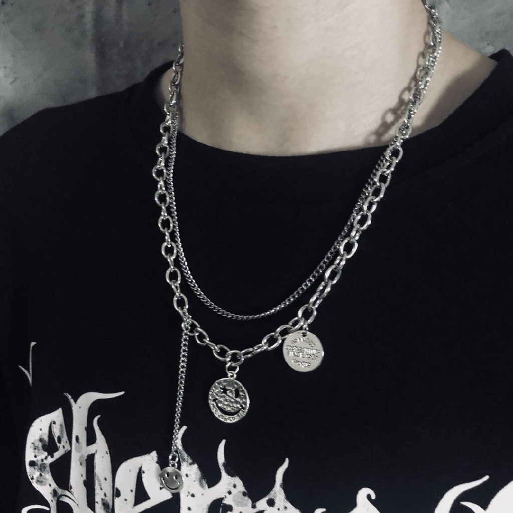 Dây Chuyền Hai Lớp Mặt Hình Mặt Cười Phong Cách Đường Phố Thời Trang Cho Nam Và Nữ 22238