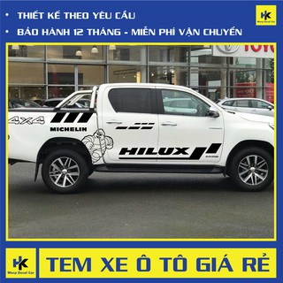 Tem xe Hilux dán 2 bên sườn - tem xe ô tô giá rẻ hà nội