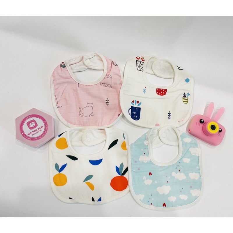 Yếm vải chữ U cho bé, chất cotton cao cấp muslin tree bib mềm mại và thấm hút tốt