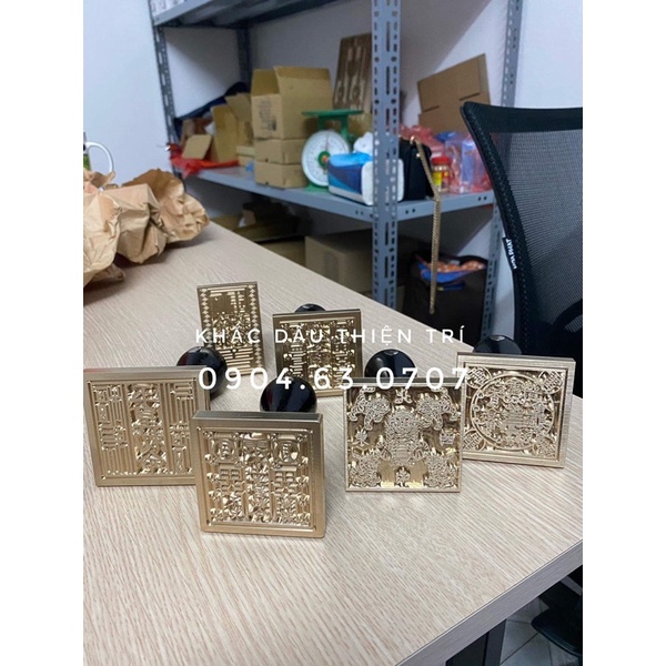 Dấu đồng cán gỗ , khắc nội dung bằng máy cnc