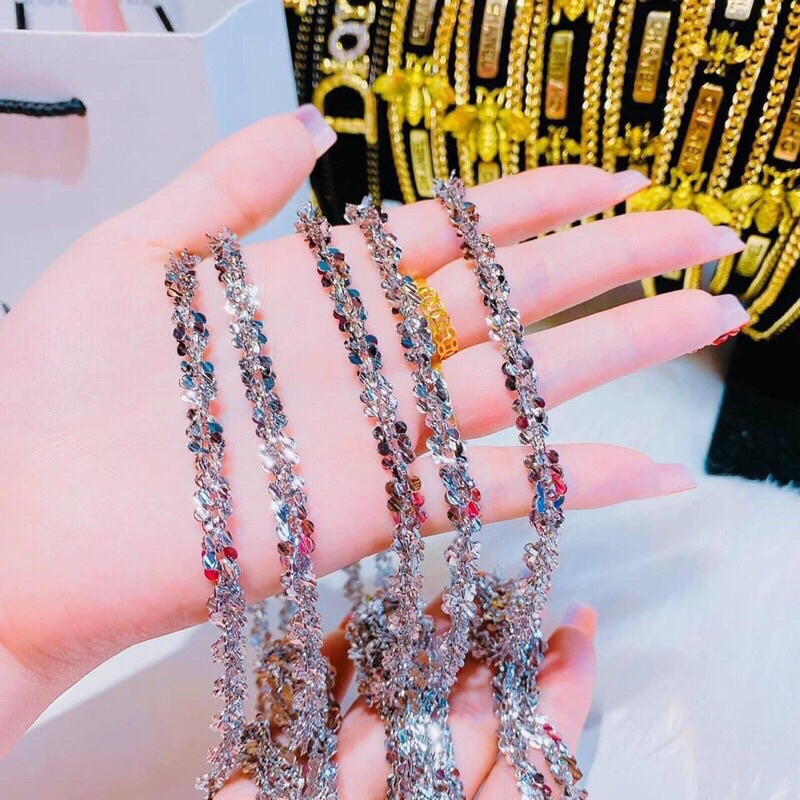 Dây chuyền xoắn xi BẠCH KIM siêu sáng khắc ký hiệu italy