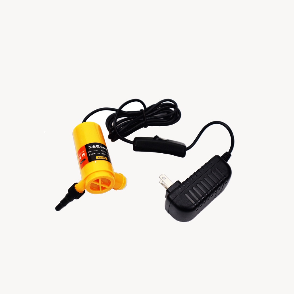 Máy bơm nước mini 12v 10M 30W dùng cho máy cắt rãnh tường, thay nước bể cá (màu vàng)