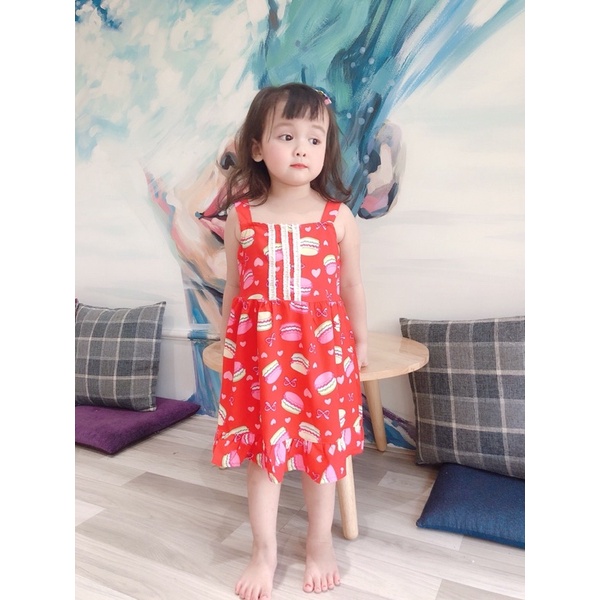Váy lanh 2 dây X mát mẻ, xinh yêu cho bé gái - VL2DX