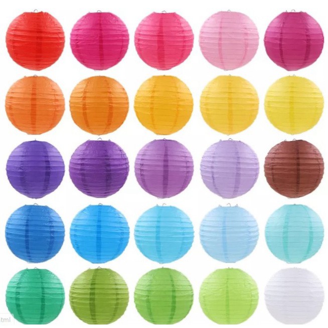 Đèn lồng giấy tròn nhiều màu D15/20/25/30/40cm trang trí tết, lễ hội, sự kiên