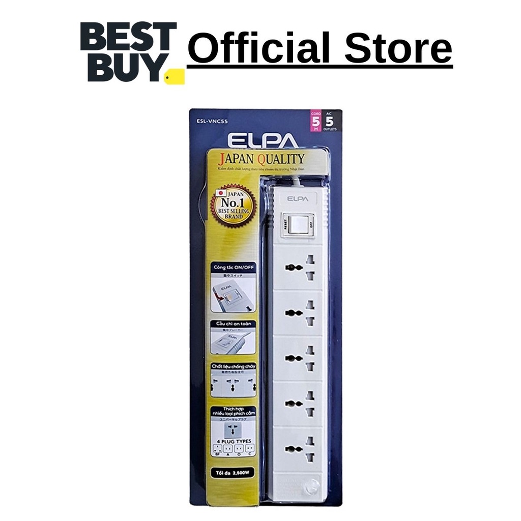 Ổ CẮM ĐIỆN ELPA ESL-VNC55 (5 Way, 1 Switch, 5m)