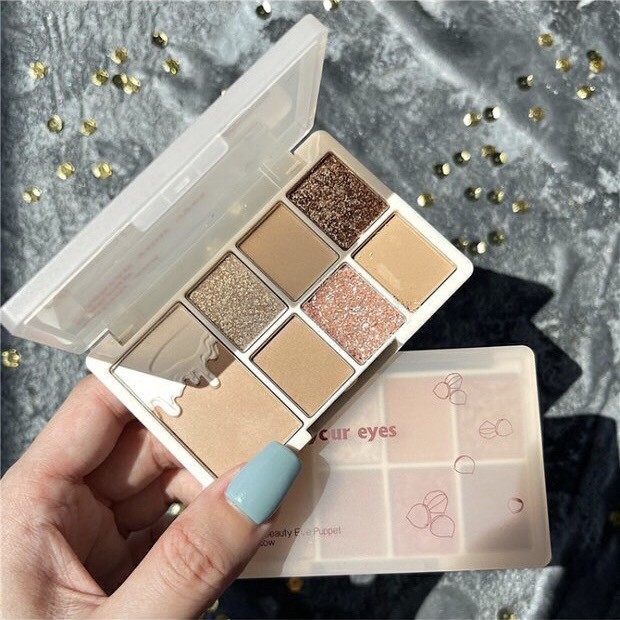 Bảng phấn mắt hạt dẻ 7 màu XIXI kiêm bắt sáng phấn má tạo khối nhũ kira Soft Glow Seven-color Eyeshadow Palette XIXI27