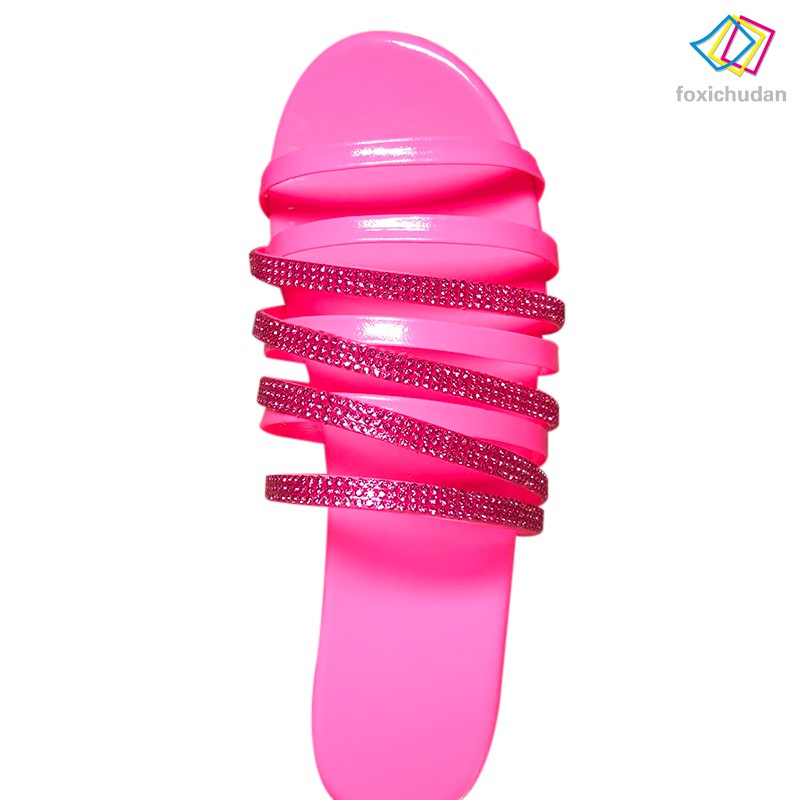 Dép Sandal Nữ Đế Bệt Đính Đá Lấp Lánh