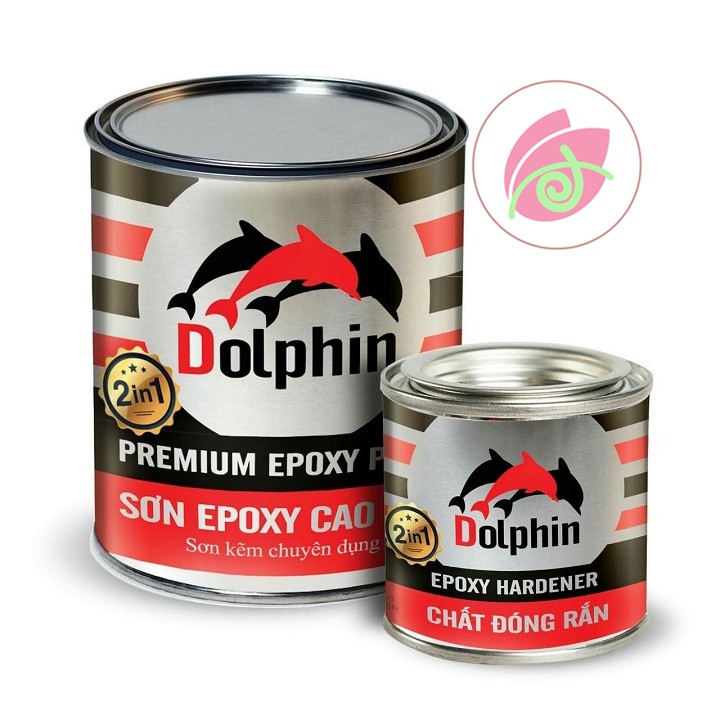 Sơn sắt mạ kẽm màu Trắng bóng Dolphin 2 thành phần bộ 1kg