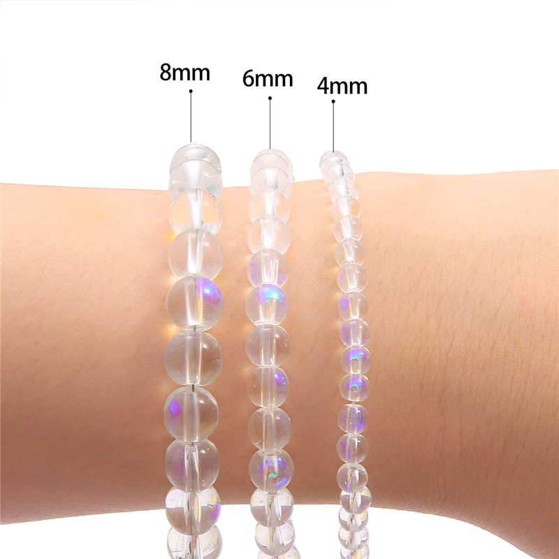 Hạt thủy tinh nhám tròn màu AB để làm trang sức 4 6 8mm