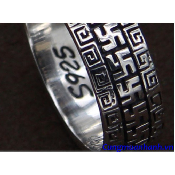 NHẪN BẠC KHẮC CHỮ VẠN - OM MANI PADME HUM - NH107