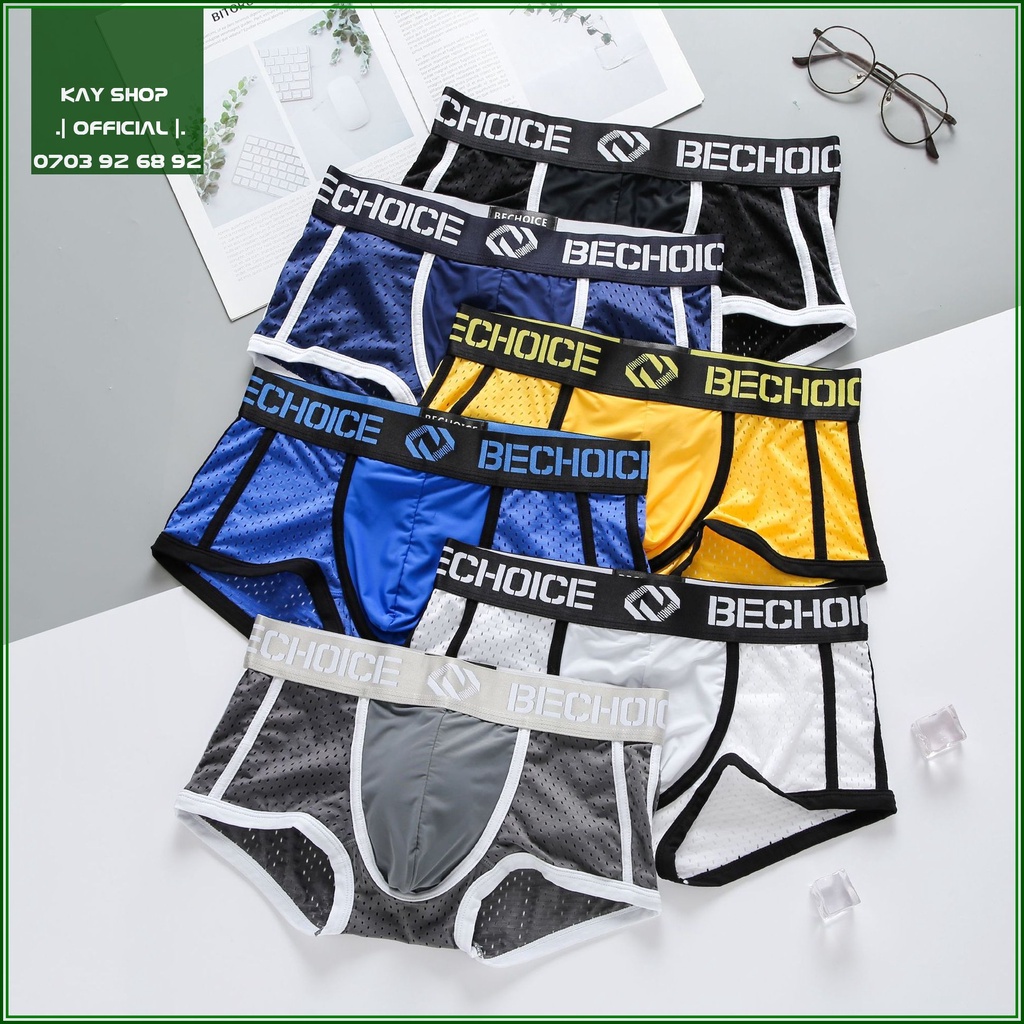 Quần lót nam boxer sịp đùi BECHOICE thun cotton đục lỗ thoáng khí mát - Quần sịp nam ôm mông căng tròn gợi cảm