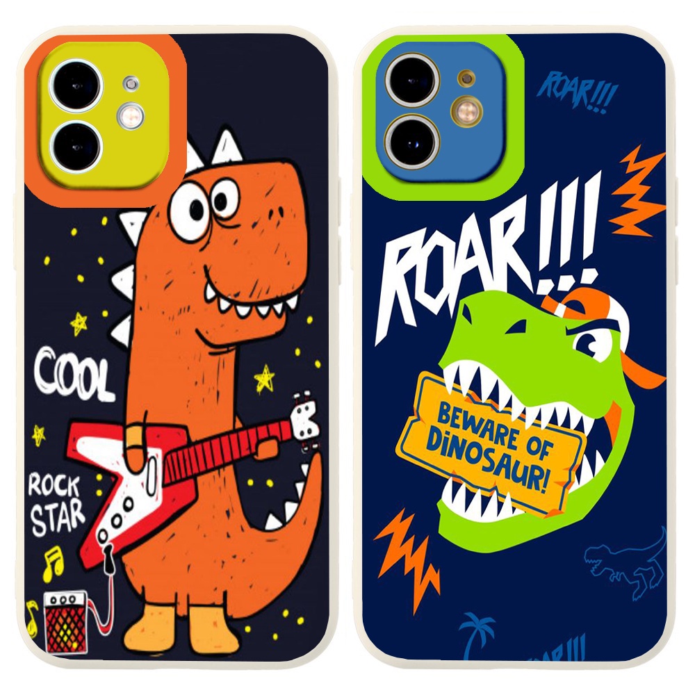 Ốp iphone Ốp lưng iphone cạnh vuông viền camera Khủng long Cute dễ thương iphone 6plus/7/8plus/x/xr/xs/11/12/13/pr Tr203