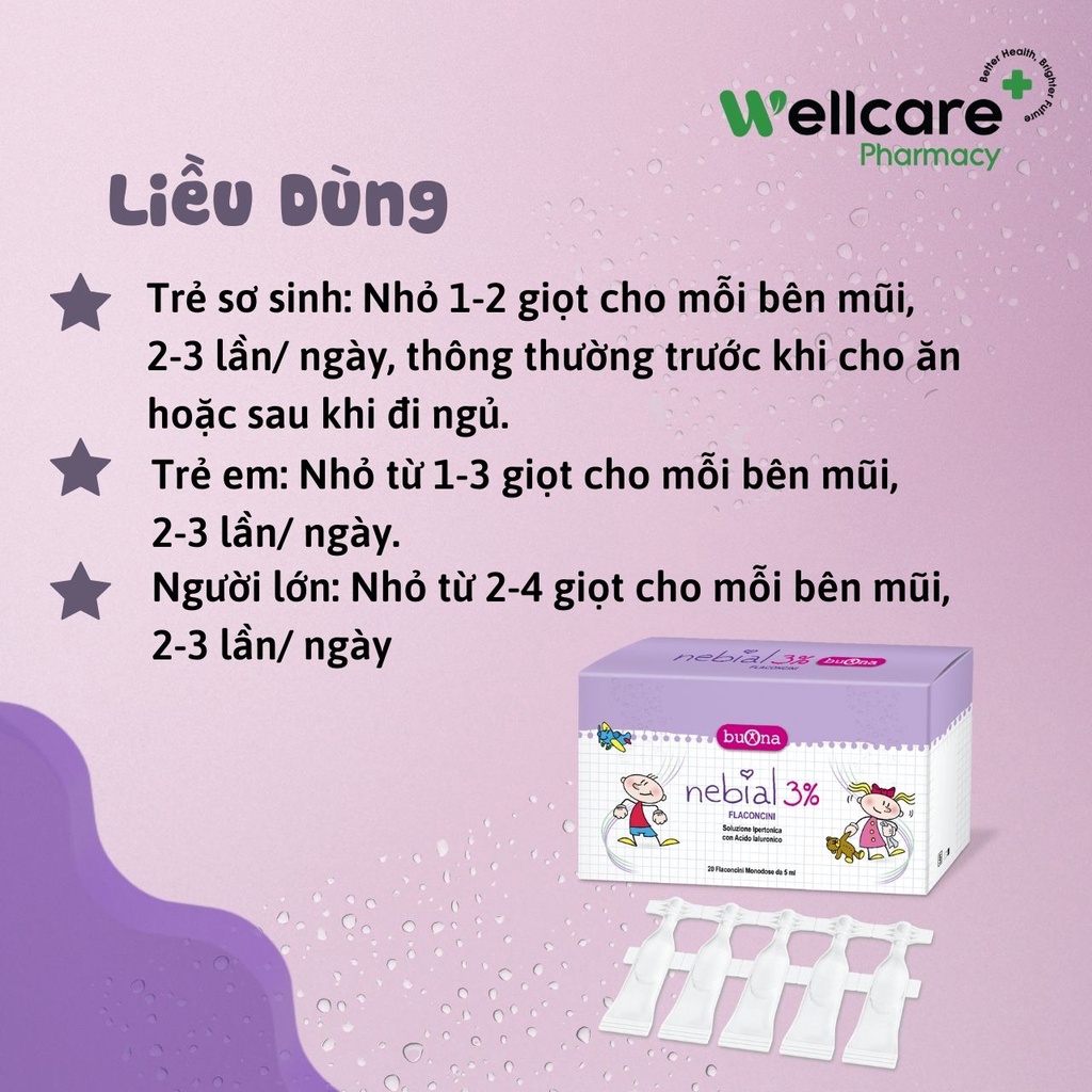 Nebial/Nebianax 3% Flaconcini  - Dung dịch muối ưu trương nhỏ giọt, rửa mũi cho trẻ sơ sinh và trẻ nhỏ