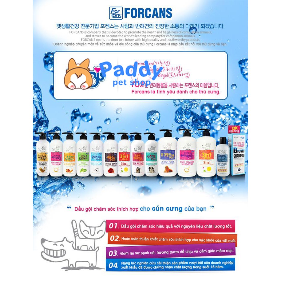 Dầu Gội Và Xả Cho Chó Lông Xoăn Forcans Curly Hair Shampoo &amp; Conditioner 550ml