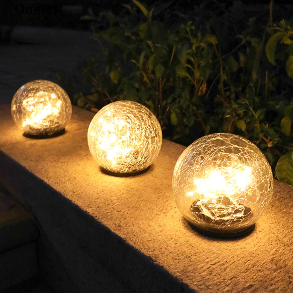 Oneleft LED Solar Light Outdoor Waterproof Glass Global Lawn Lamp Garden Road Christmas VN