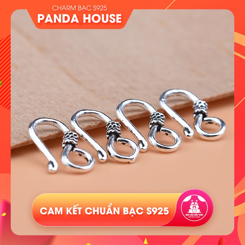 Charm bạc s925 móc khóa chữ S kết vòng tay, dây chuỗi 3*9*16mm - Panda House