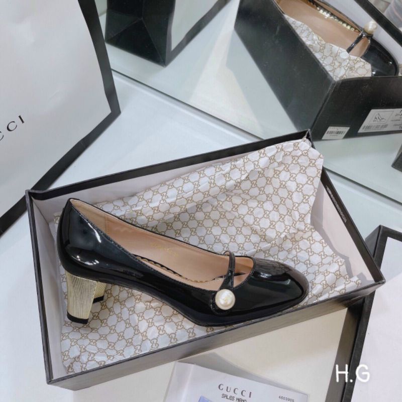 Giày G Hạt Ngọc Đế Vàng Mềm Êm Fullbox Bill Túi