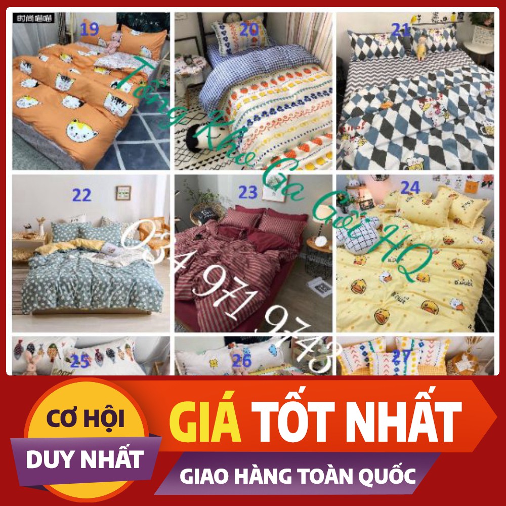 Bộ Chăn Ga Gối Cotton poly Nhập khẩu Hàn Quốc( chat chọn mẫu)