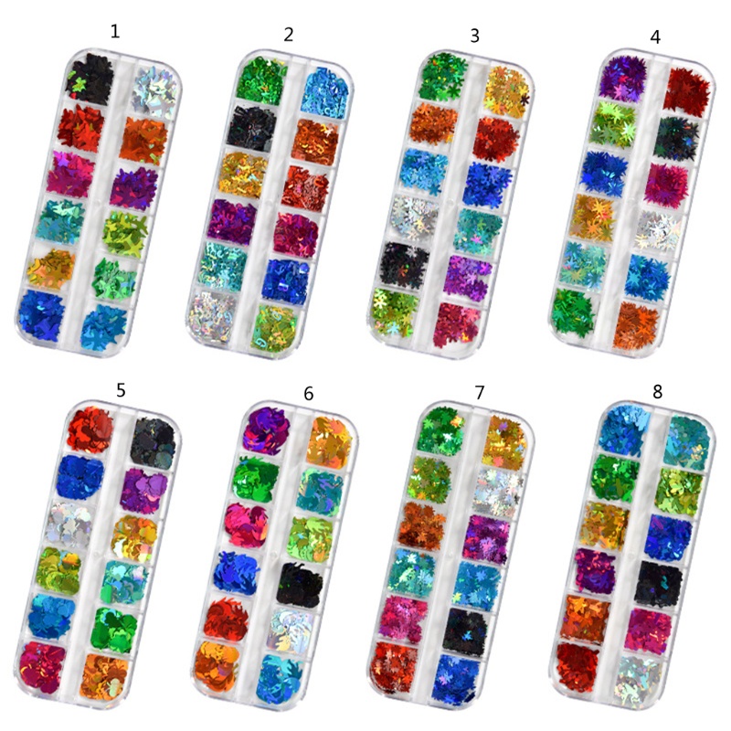 Miếng Dán Trang Trí Móng Tay Hình Bướm 3D Lấp Lánh 12 Màu