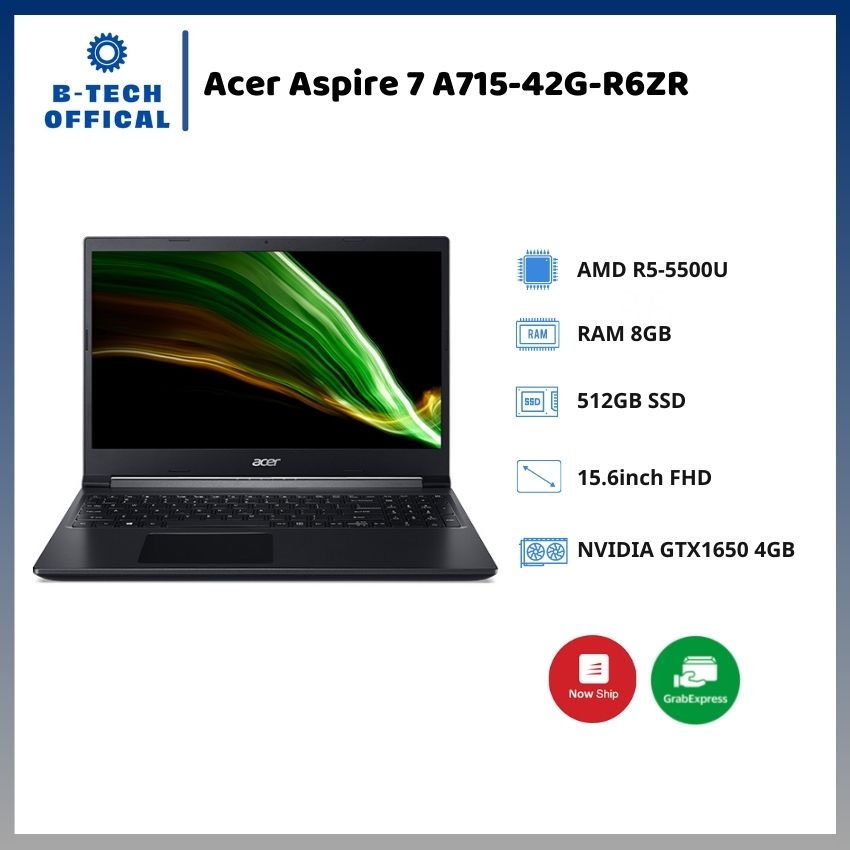 [ TẶNG VOUCHER 150K ] Laptop Acer Aspire 7 A715-42G-R6ZR (NH.QAYSV.003)/ AMD R5-5500U - Hàng chính hãng bảo hành 12T