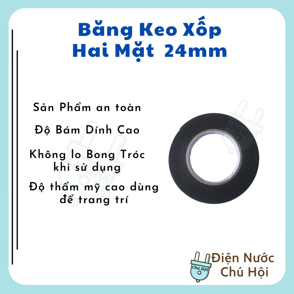 Băng keo xốp 2 mặt đen siêu dính điện nước chú Hội