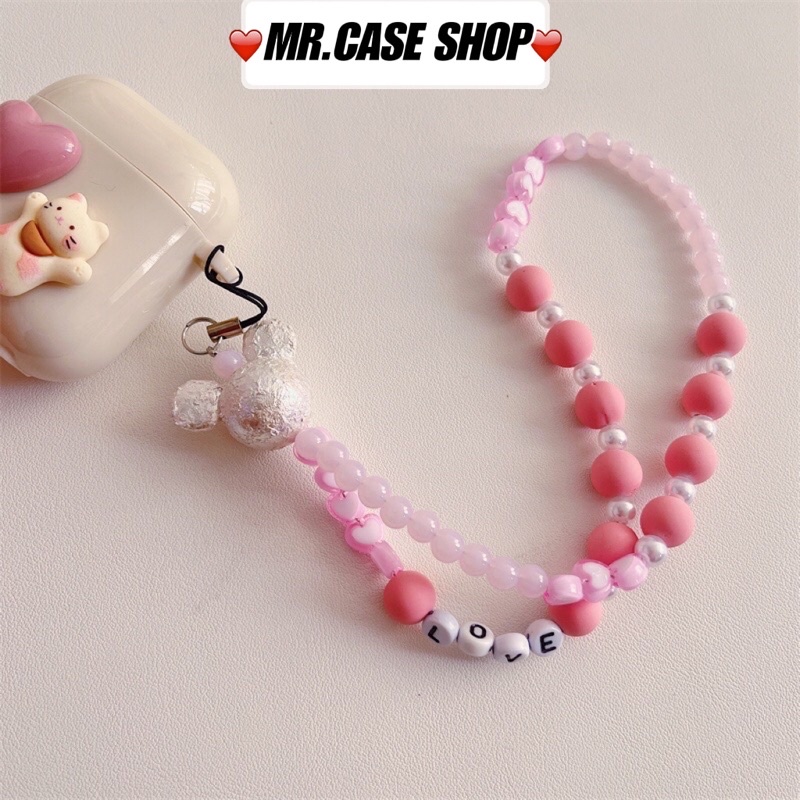 Case Airpods 1/2 /3/Pro Vỏ Ốp Tai Nghe Nhựa Dẻo Hình Hoạt Tiết Mèo Tim Kèm Dây Đeo Dài - Mr.Case AirPods