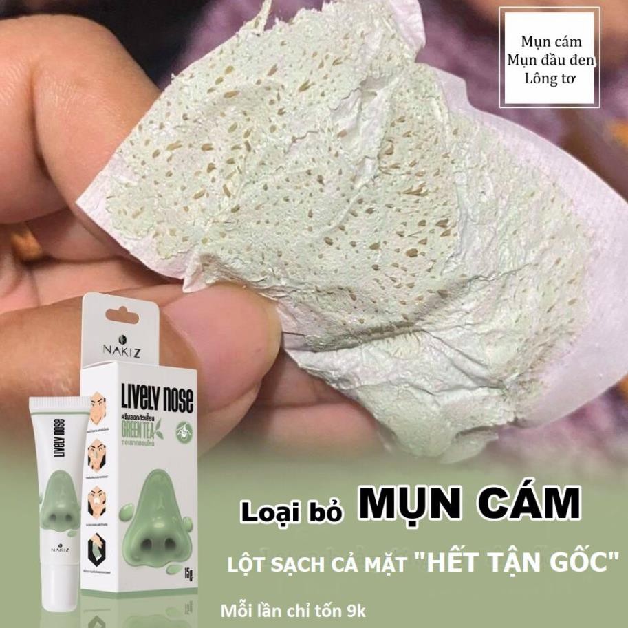 Kem lột mụn cám, mụn đầu đen kèm 50 giấy lột mụn NAKIZ Lively Nose - Chính hãng Thái Lan