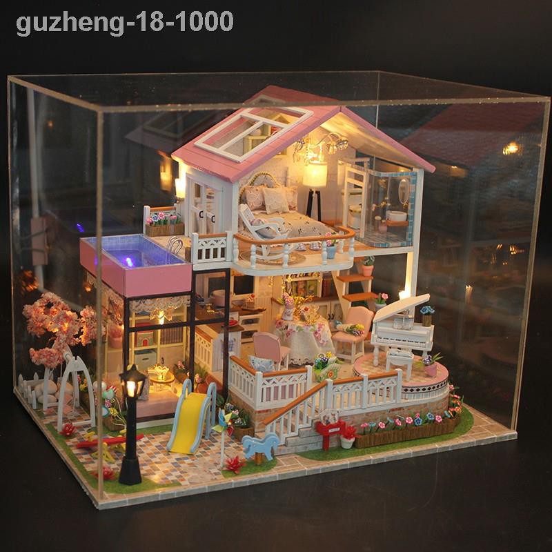 ✆㍿♤Mô hình nhà gỗ búp bê Tự, Bộ đồ chơi thu nhỏ với nội thất, làm thủ công Sưu tầm cho sở thích