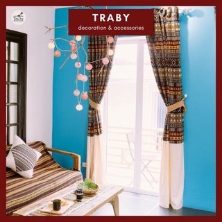 Rèm trang trí họa tiết thổ cẩm chất cotton sợi dệt (1 chiếc)