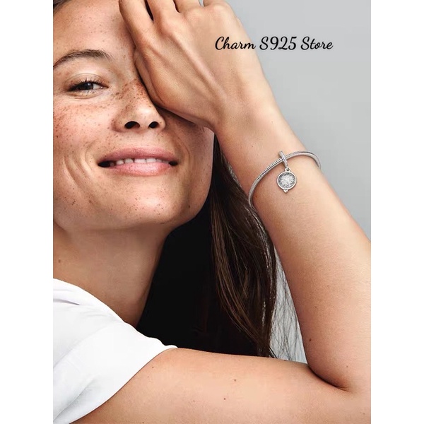 charm pan treo ngôi sao đính đá trắng bạc s925 cao cấp