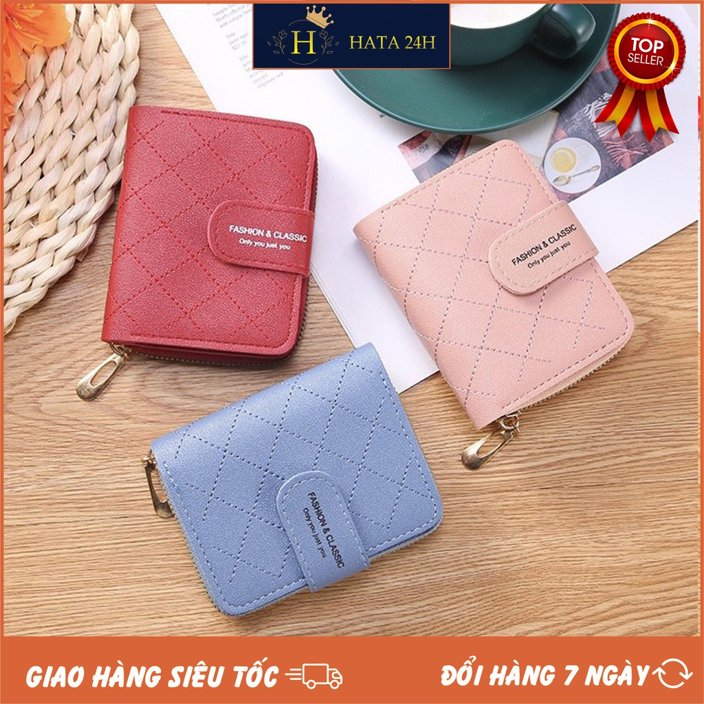 Ví Ngắn Nữ Mini 457 Caro Fashion And Classic Nút Bấm Sang Chảnh