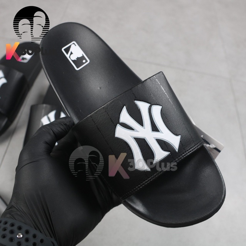 Dép  MLB Quai Ngang logo In đen, trắng