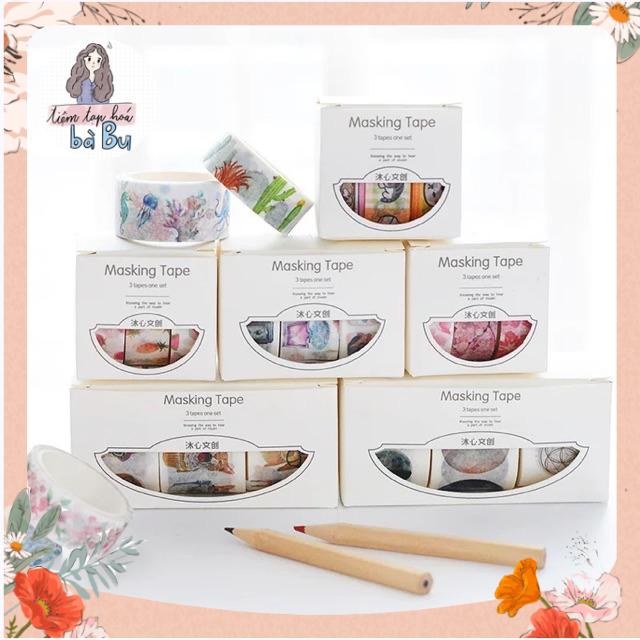 Set 3 cuộn washi tape mỗi cuộn dài 5m hoạ tiết