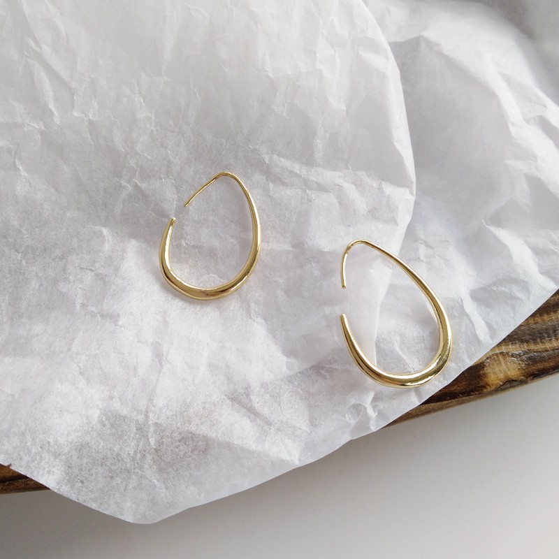 Khuyên Tai Kim Loại Hình Oval Đơn Giản A732