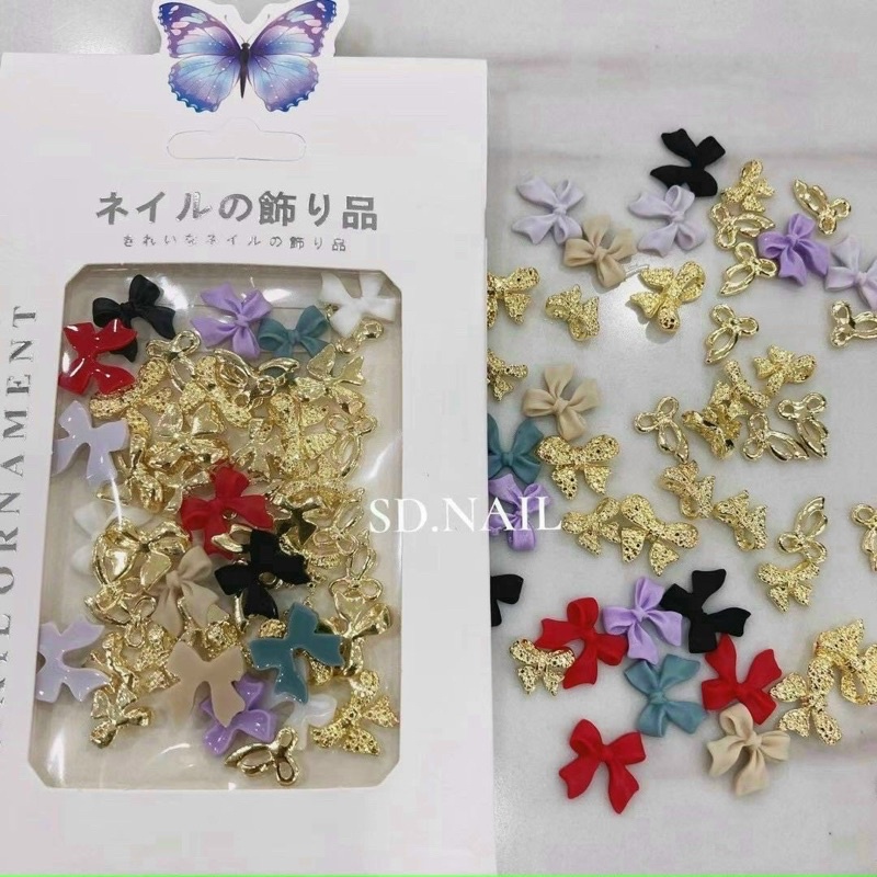 Set charm nơ trang trí móng, phụ kiện nail cao cấp