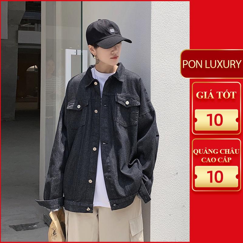 Áo khoác bò nam form rộng dài tay màu đen phong cách Hàn Quốc 20097 2021 Pon.mens hà nội hcm