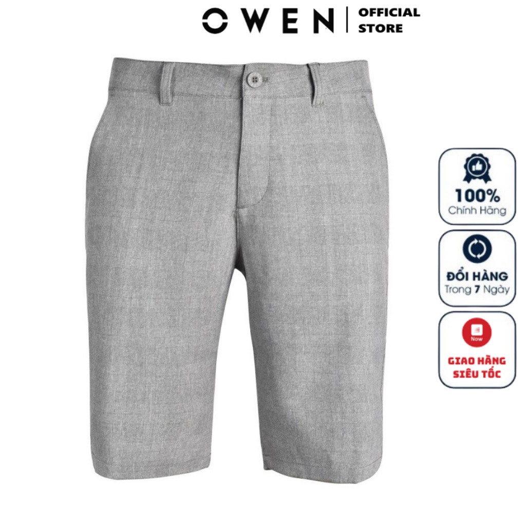 Quần Short Nam Owen ST22401 Quần Short Âu Dáng Slim Fit Màu Xám Kẻ Caro To