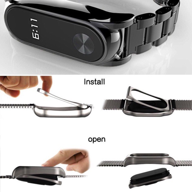 For Xiaomi Mi Band 2/3 Lightweight Stainless Steel WristBand Smart Watch Strap