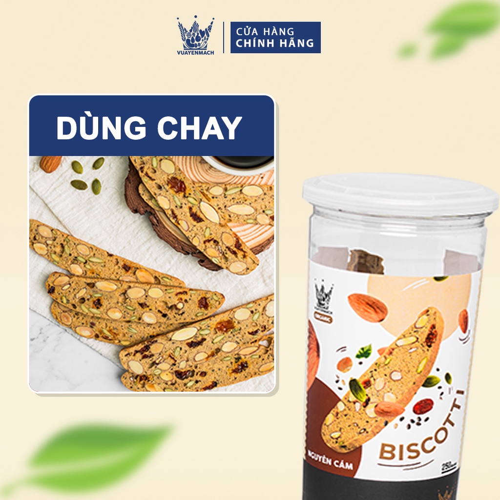 Bánh Biscotti Nguyên Cám 250gr - Bánh Ăn Kiêng Không Đường Vua Yến Mạch