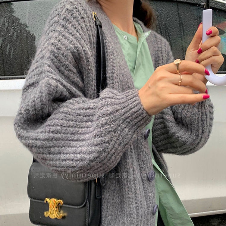 [Còn hàng] Áo khoác cardigan dệt kim dài tay dáng rộng phiên bản Hàn Quốc có sẵn 6 màu