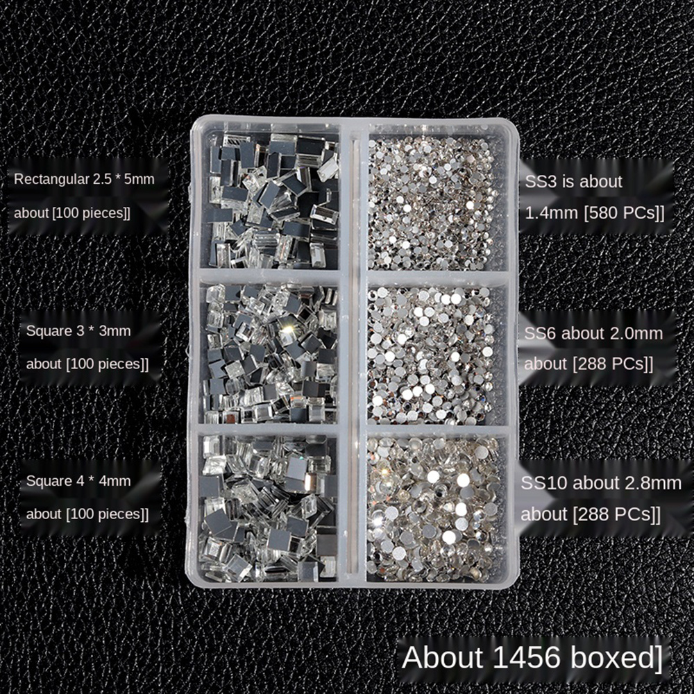 [Hàng mới về] Hộp 6 Ngăn Phụ Kiện Đá 3d Trang Trí Móng Nghệ Thuật Màu Trong Suốt Diy