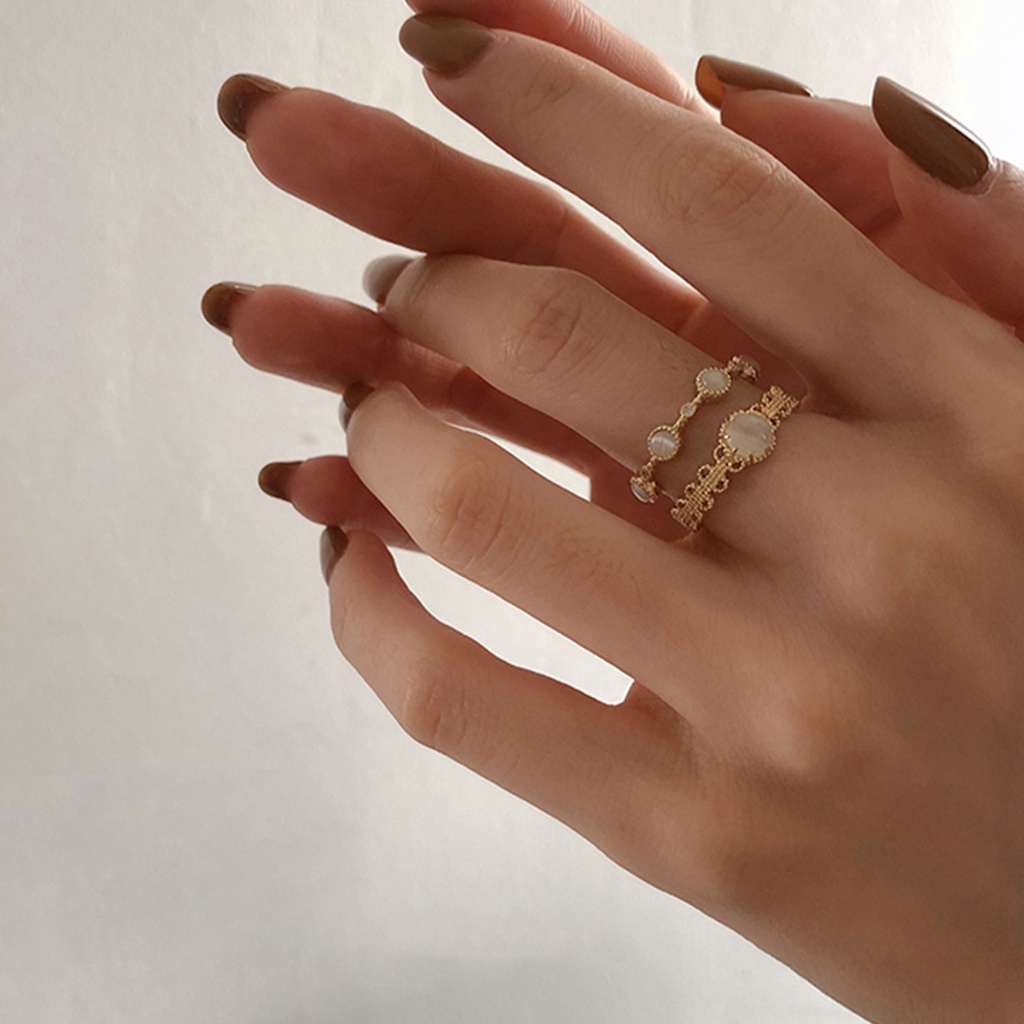 Nhẫn Bạc Đính Đá Opal Phong Cách Thời Trang Hàn Quốc Cho Nữ