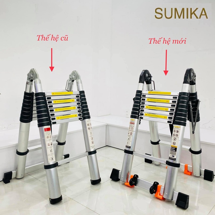 Thang nhôm rút chữ A Sumika SK440D, Thang Rút Nhôm Sumika, Công Nghệ Nhật Bản  - tải 300kg, BH 24 tháng