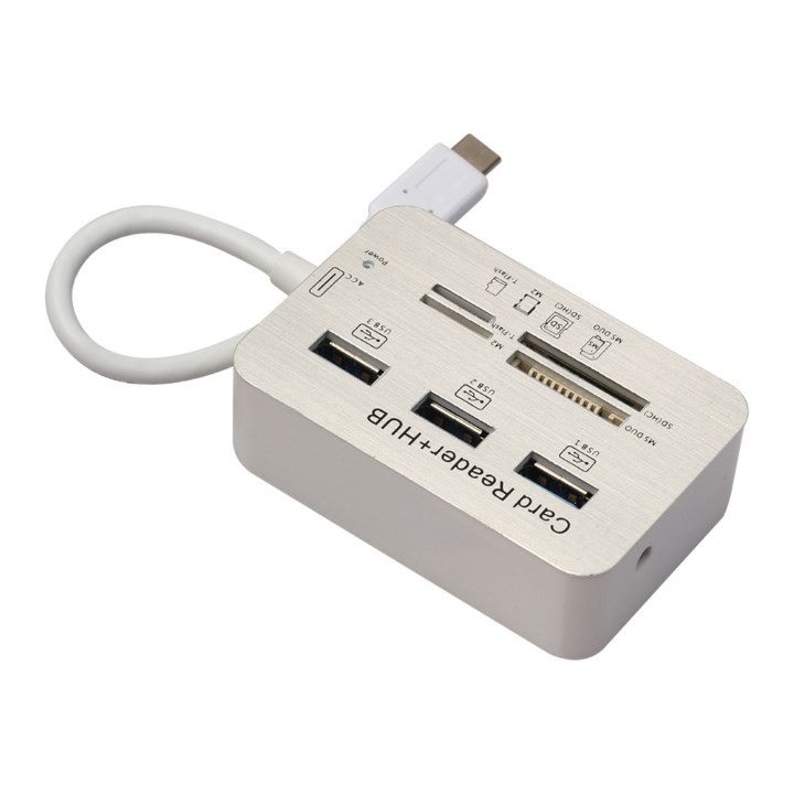 CÁP TYPE C SANG HUB USB KIÊM ĐẦU ĐỌC THẺ ĐA NĂNG - TYPE C TO HUB USB + CARD READER ALL IN ONE