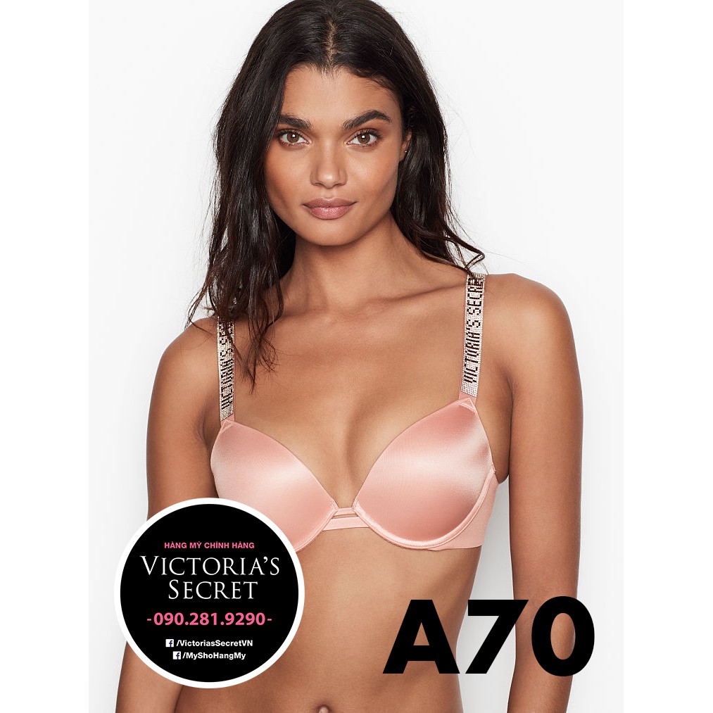 32A/A70 - Áo lót hồng đính hạt lấp lánh (16) Very Sexy, Rose Tan, nâng ngực - Hàng nhập Victoria's Secret USA