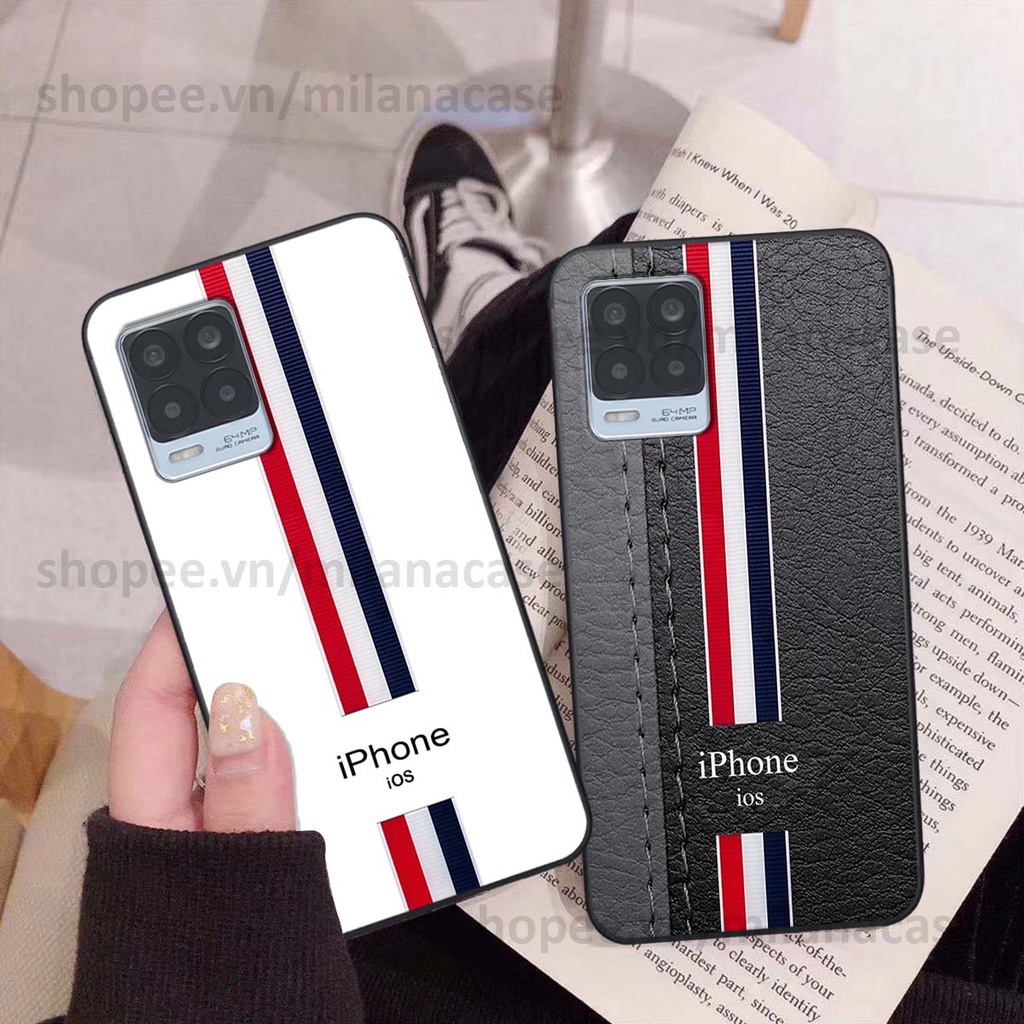 Ốp Realme 8 in giả da phong cách thể thao, cá tính, thời trang