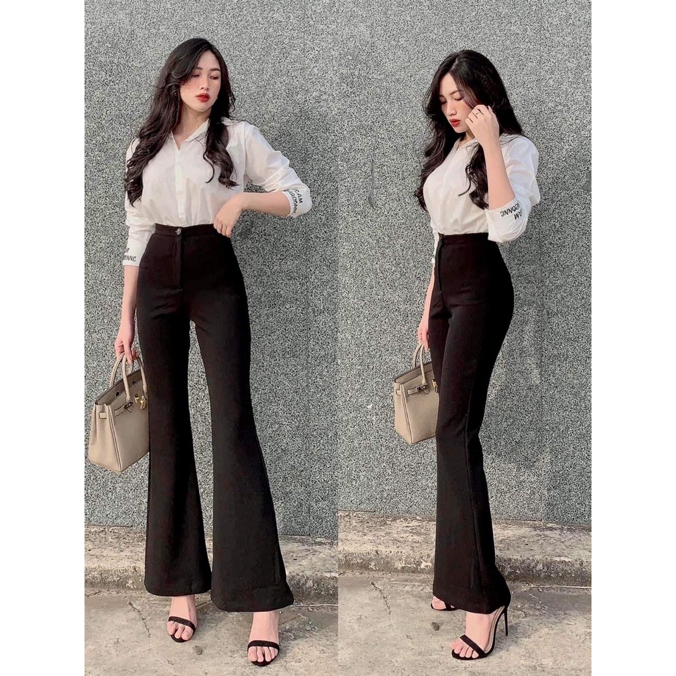 Quần ống loe cạp cao legging dáng dài, Quần legging nữ ôm ống loe dáng dài-mã 8004