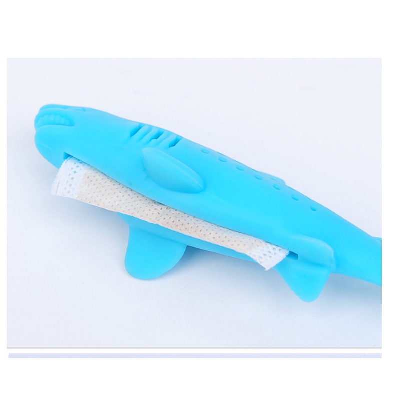 &lt;đồ chơi cho mèo&gt; Cá mập nhựa silicon mềm kèm canitp (cỏ bạc hà)
