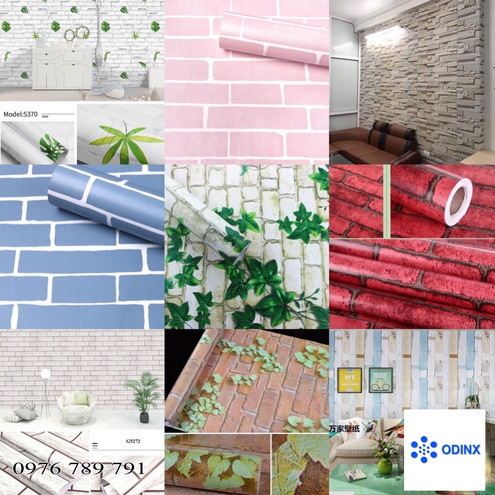 [SALE] 10m giấy dán tường GIẢ GẠCH nhiều mẫu - khổ rộng 45cm (có sẵn keo)